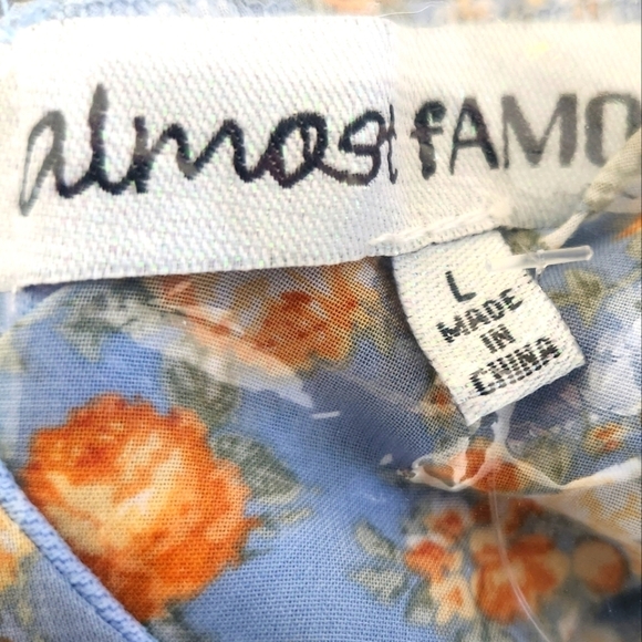 Almost Famous Cami Wrap Ruffle Mini Dress Floral Front Tie Sash Junior LG NWT - Picture 11 of 13